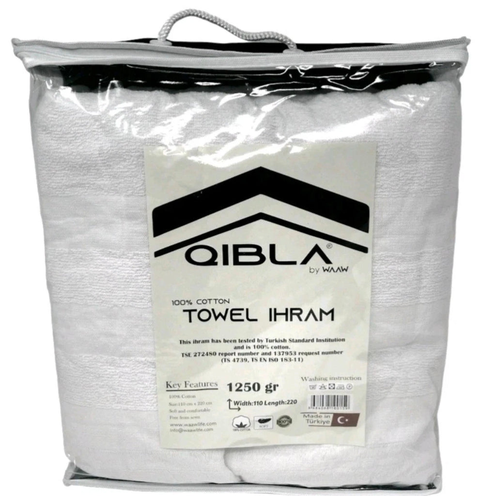 Qibla Ihram 1250gram L Premium quality for Hajj & Umrah 2pcs 110 x 220cm Turkey